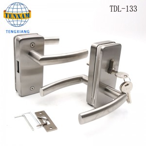 Commercial frameless Glass door locks hook lock with knob